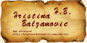 Hristina Balzamović vizit kartica